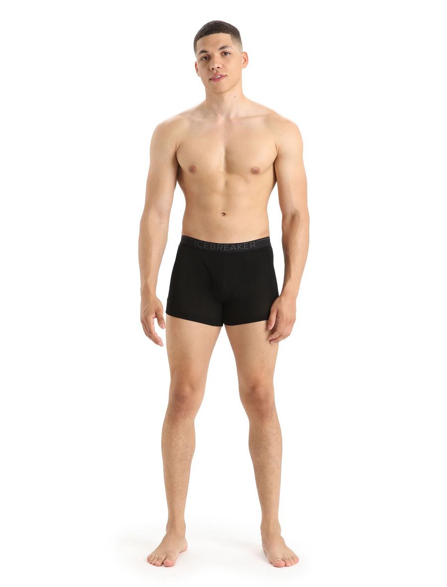 Black Icebreaker Merino 175 Everyday Thermal Boxers With Fly Men's Underwear | AU 1293VRWD